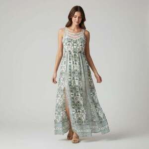 Free People First Kiss Maxi Dress Size 12 Cream Teal Boho Lace Back